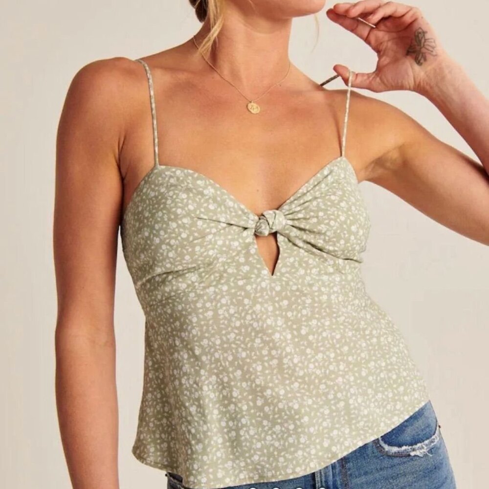 Abercrombie & Finch Floral Crop Tank Top Knot Detailing